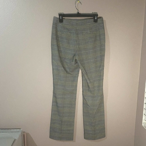 Lewit Grey Tan Glen Plaid Bootcut Trouser Career Pant Wool Blend Size 4 ab26 - Picture 4 of 6